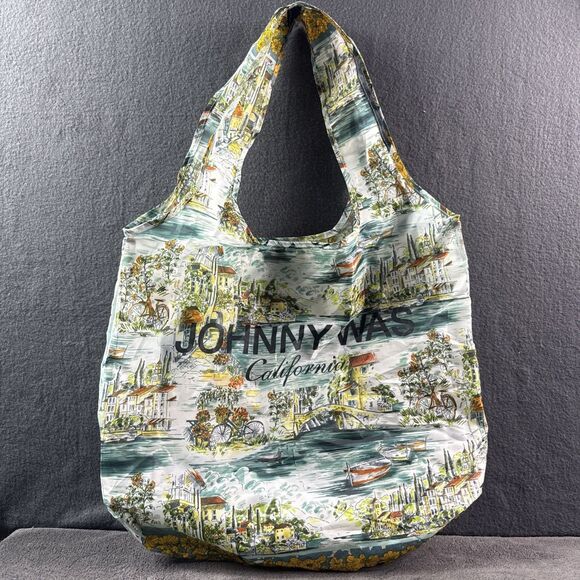 Johnny Was Handbags - Johnny Was California Reusable Nylon Tote Shopping Bag Italian Scene Floral Fun
